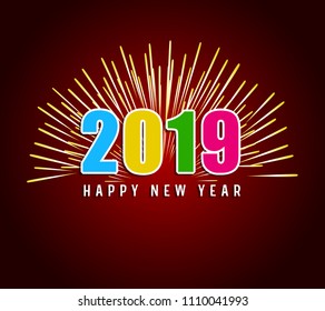 Firework displayed for Happy New year 2019 and holidays concept