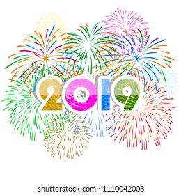Firework displayed for Happy New year 2019 and holidays concept