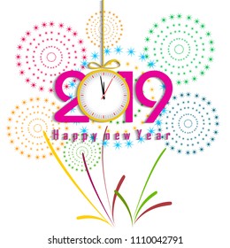 Firework displayed for Happy New year 2019 and holidays concept
