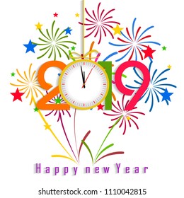 Firework displayed for Happy New year 2019 and holidays concept