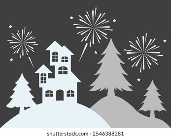 Fondo de la víspera del Nuevo año de fuegos artificiales