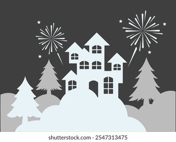 Fondo de la víspera del Nuevo año de fuegos artificiales