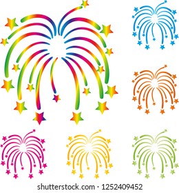 Firework, explosion in different colors background