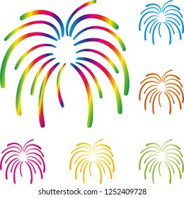Firework, explosion in different colors background