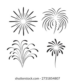 Firework explosion graphics with bursting sparks in minimalist style