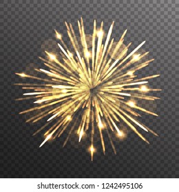 Firework explosion on transparent background. Vector illustration.