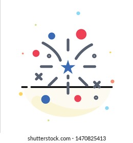 Firework, Fire, American, Usa Abstract Flat Color Icon Template. Vector Icon Template background