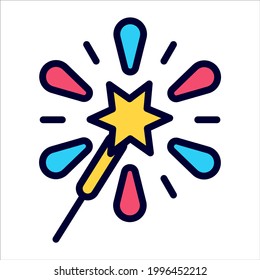 Firework, Firecracker Color Line Icon, Vector Design Usa Independence Day Icon.