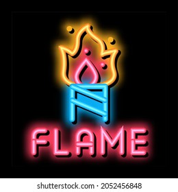 vector de señal de luz de neón de llama por fuegos artificiales. Icono brillante en el símbolo de llama de fuegos artificiales. ilustración de símbolo transparente