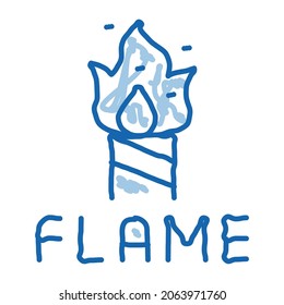firework flame sketch icon vector. Hand drawn blue doodle line art firework flame sign. isolated symbol illustration
