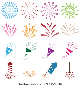 firework flat icons 