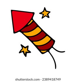 Firework flat icons. Contains icons of firecracker, sparkler, salute, petard, firework box. New Year, Christmas, holiday, gift, Santa, celebration, January 1, winter.