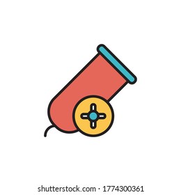 firework gun icon filled outline vector illustration full color. isolated on white background
