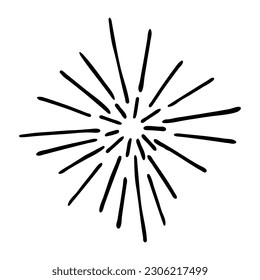 Firework. Hand drawn black doodle isolated on white background. Vector Illustration. EPS10