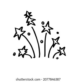 Feuerwerk. Ein handgezeichnetes Doodle-Symbol. Vektorgrafik