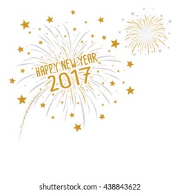 Firework with Happy new year 2017 on white background