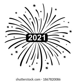 Firework and happy new year 2021 graphic in vector quality.