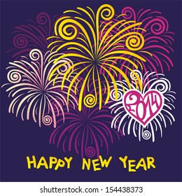 Firework happy new year card vector illustration