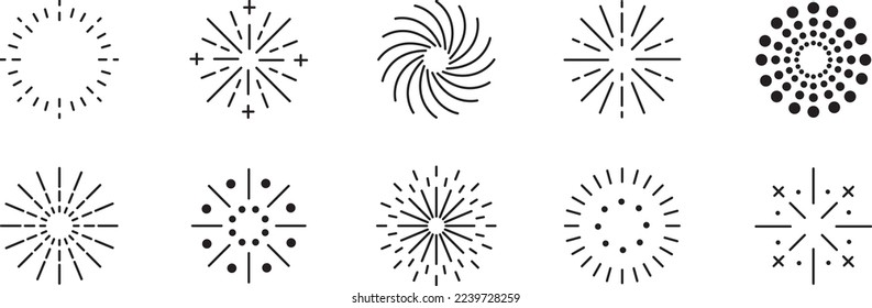 firework happy new year celebration party graphic abstract vector element illustration flat design set