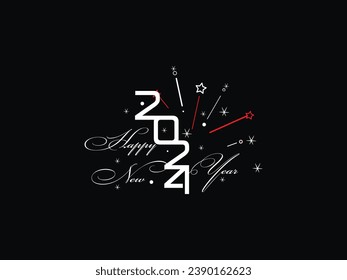 Firework Happy New Year Line Art, 2024 Happy New Year Holidays, New Year Design, Happy New Year 2024, Holiday 2024, Congratulation 2024, Unique Holiday Design For You