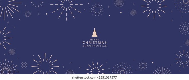 firework happy new year on night background.Editable vector illustration for horizontal design
