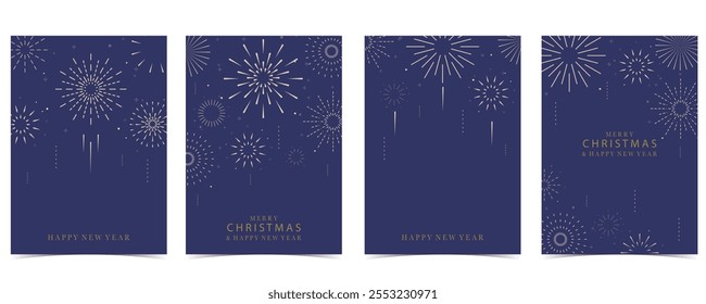 firework happy new year on night background.Editable vector illustration for vertical design
