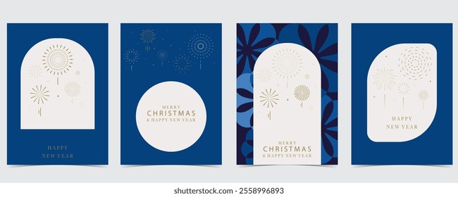 firework happy new year on night background.Editable vector illustration for vertical design