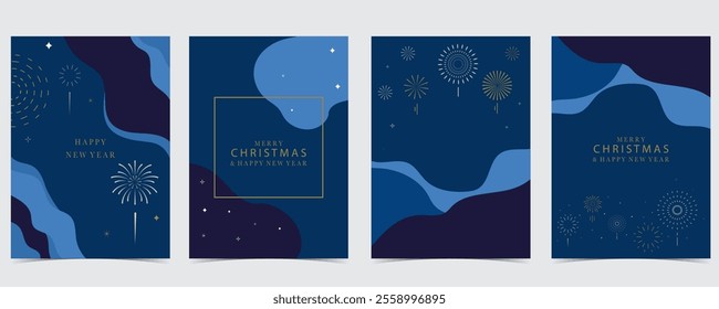 firework happy new year on night background.Editable vector illustration for vertical design