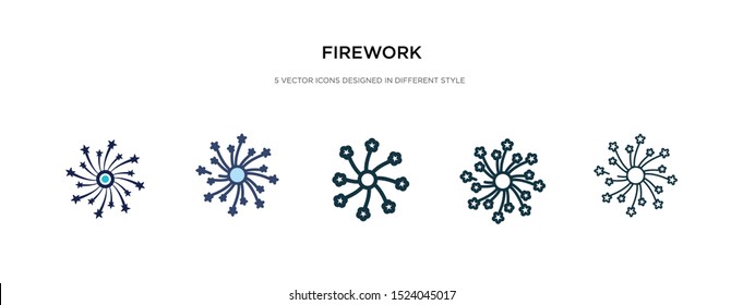 firework icon in different style vector illustration. two colored and black firework vector icons designed in filled, outline, line and stroke style can be used for web, mobile, ui