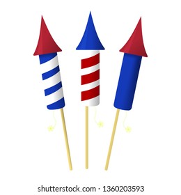 Firework Icon. Happy 4 th July and Independence Day. Cartoon Vector illustration.