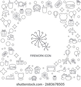 Firework Icon, line style with mosaic icon background, great for web and background use.