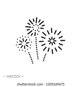 Firework icon, linear sign isolated on white background - vector illustration eps10