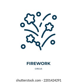 Firework icon. Linear vector illustration from circus collection. Outline firework icon vector. Thin line symbol for use on web and mobile apps, logo, print media.