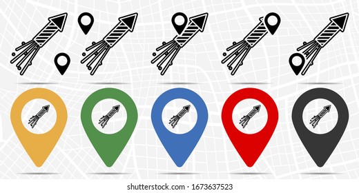 Firework icon in location set. Simple glyph, flat illustration element of amusement theme icons