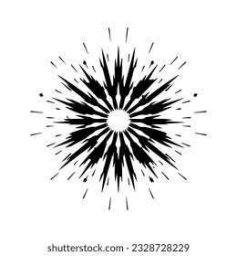 Firework icon, logo illustration, fireworks with stars and sparks isolated on white background, 