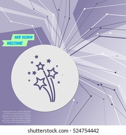 firework icon on purple abstract modern background. The lines in all directions. With room for your advertising. Vector illustration