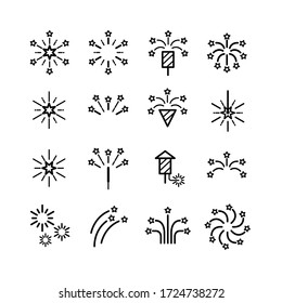 Firework Icon Set, Set Of Fireworks Icon