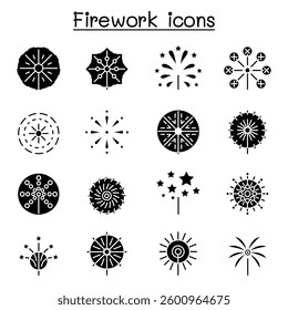 Firework icon set in glyph style