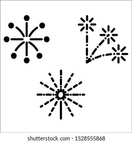 Firework icon set with line art style, happy new year.