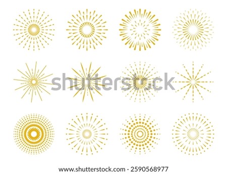 Firework icon set. Various fireworks isolated on white background. Festive decoration for birthday, new year, festival, wedding.