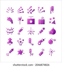 Firework icon set vector gradient for website, mobile app, presentation, social media. Suitable for user interface and user experience.