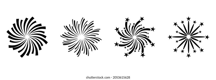 Symbol für Feuerwerk, Symbol für Feuerwerk, Vektorsymbol für Feierlichkeiten