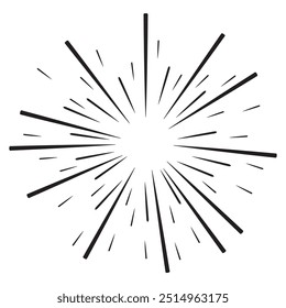 Firework Icon. Sparks Vector on White Background. Black Line. Celebration. New Years. End of the Year. December. January.