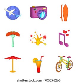 Firework icons set. Cartoon set of 9 firework vector icons for web isolated on white background