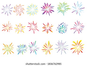 Firework icons set. Cartoon set of firework vector icons for web design