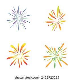 Firework icons set cartoon vector. Festive colorful salute. Celebration show in sky