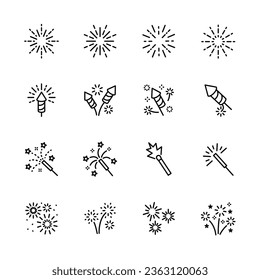 firework icons set. for party , ney year,  festive,. isolated on white . vector illustration