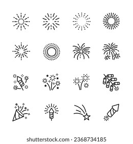 firework icons set. for party , ney year,  festive,. isolated on white . vector illustration