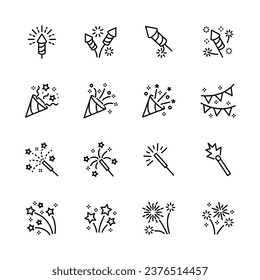 firework icons set. for party , ney year,  festive,. isolated on white . vector illustration