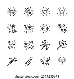 firework icons set. for party , ney year,  festive,. isolated on white . vector illustration